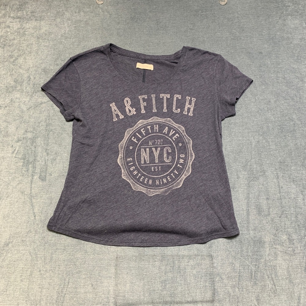 Abercrombie & Fitch T Shirt Womens L Gray Round Neck Short Sleeve Graphic Print